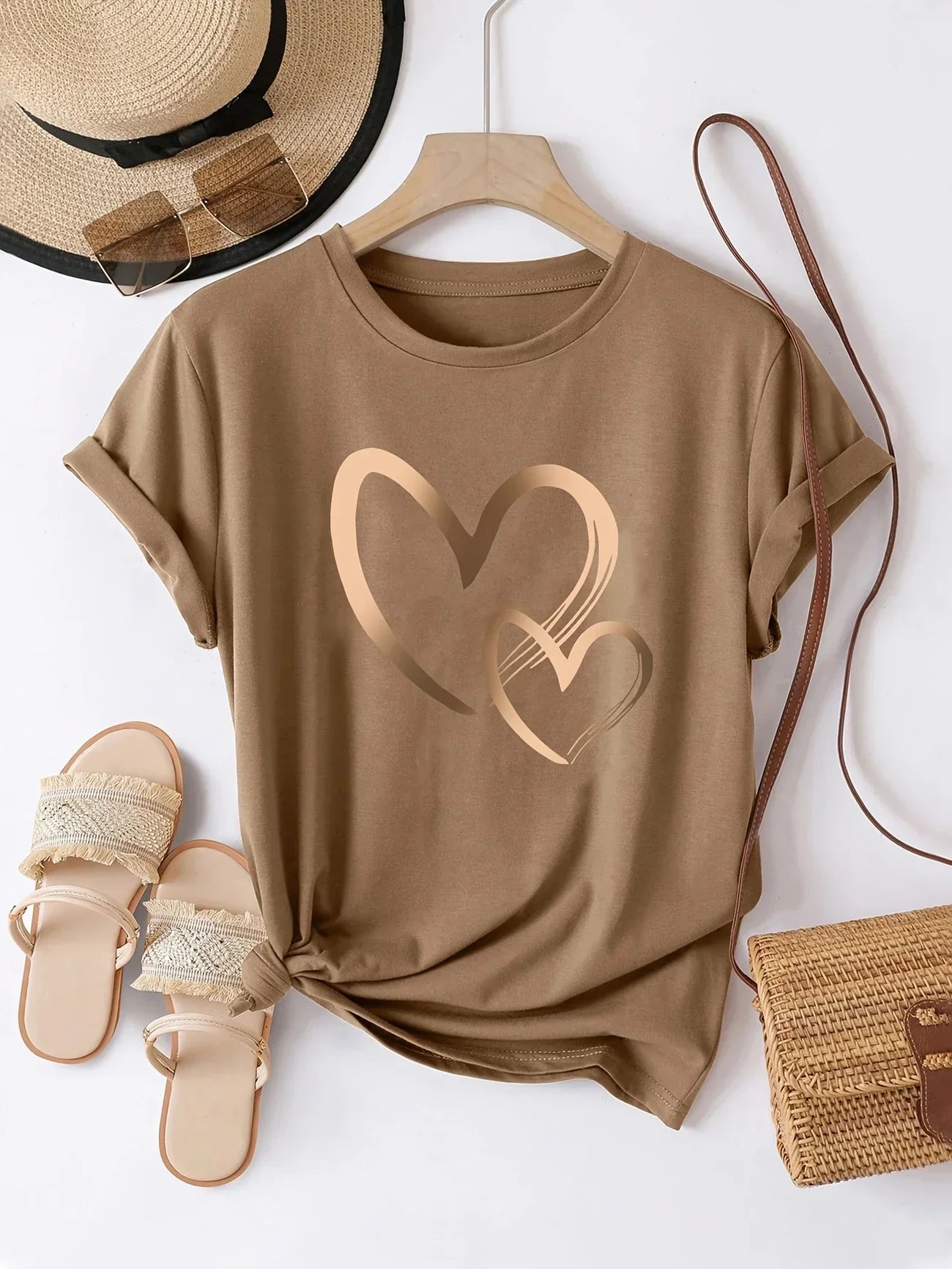 Luna | Heart Print Tee with Everyday Charm