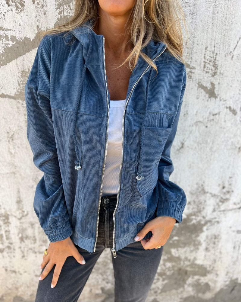 Lina | Corduroy Zip-Up Hoodie