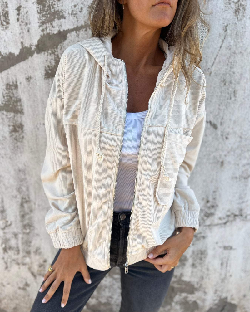 Lina | Corduroy Zip-Up Hoodie