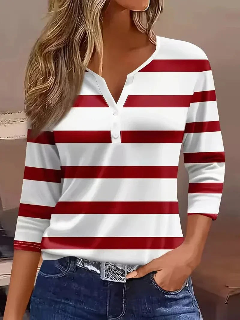 Hadley | Striped V-Neck Top