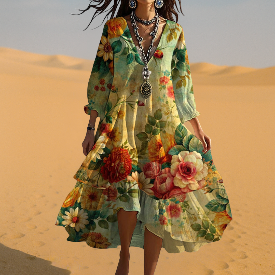 Sienna | Boho V-Neck Maxi Dress