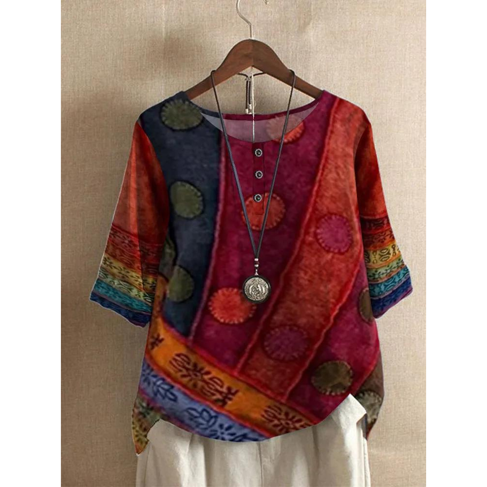 Amira | Vibrant Boho Print Top