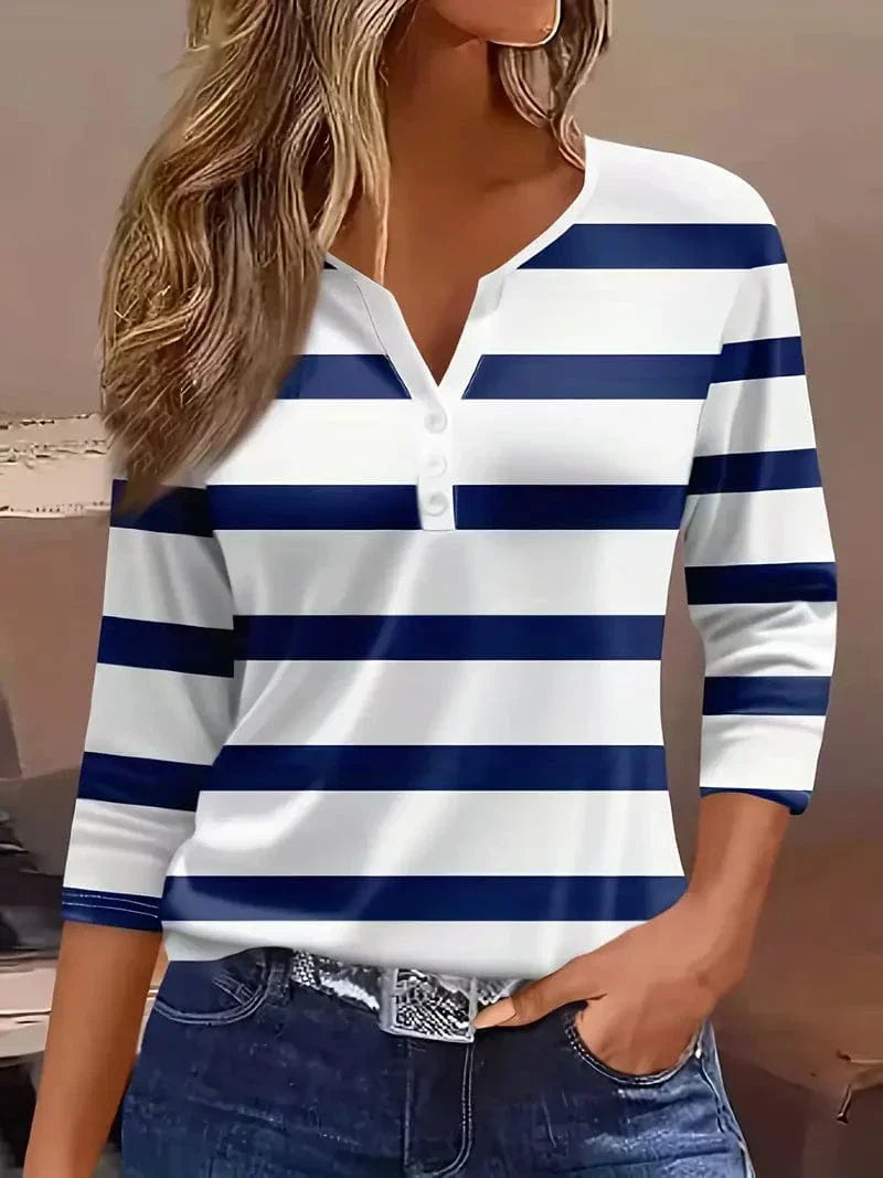 Hadley | Striped V-Neck Top