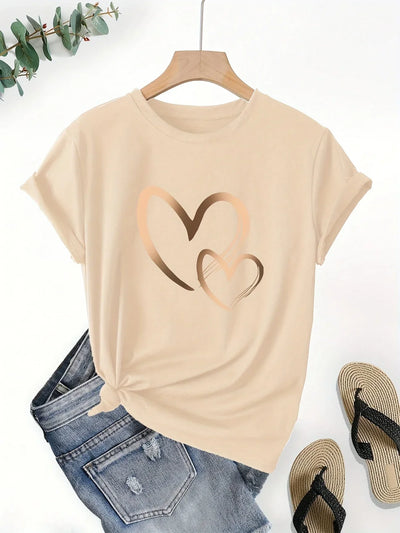 Luna | Heart Print Tee with Everyday Charm