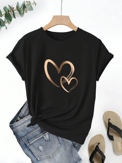 Luna | Heart Print Tee with Everyday Charm