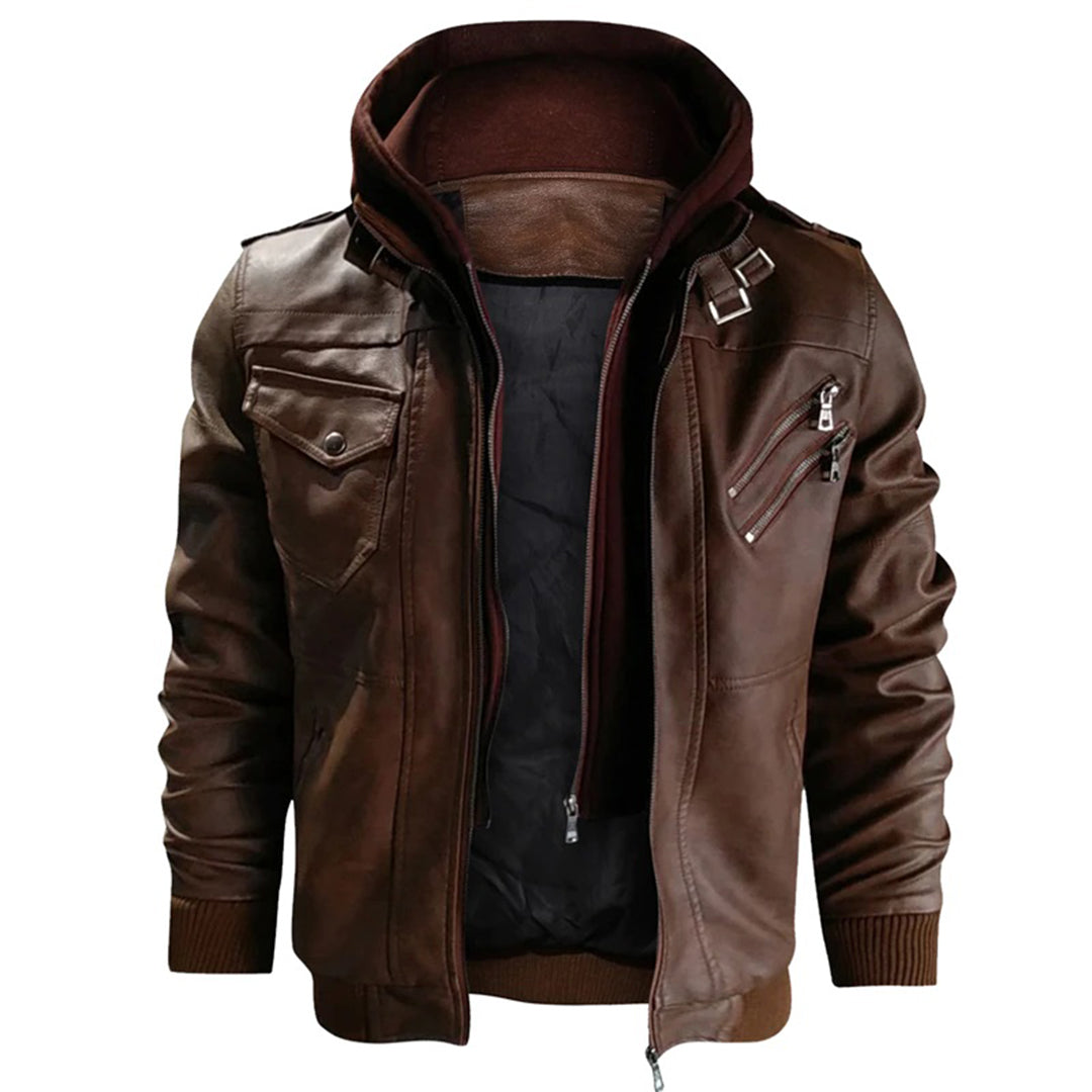 Nikolai | Modern Leather Hoodie Jacket