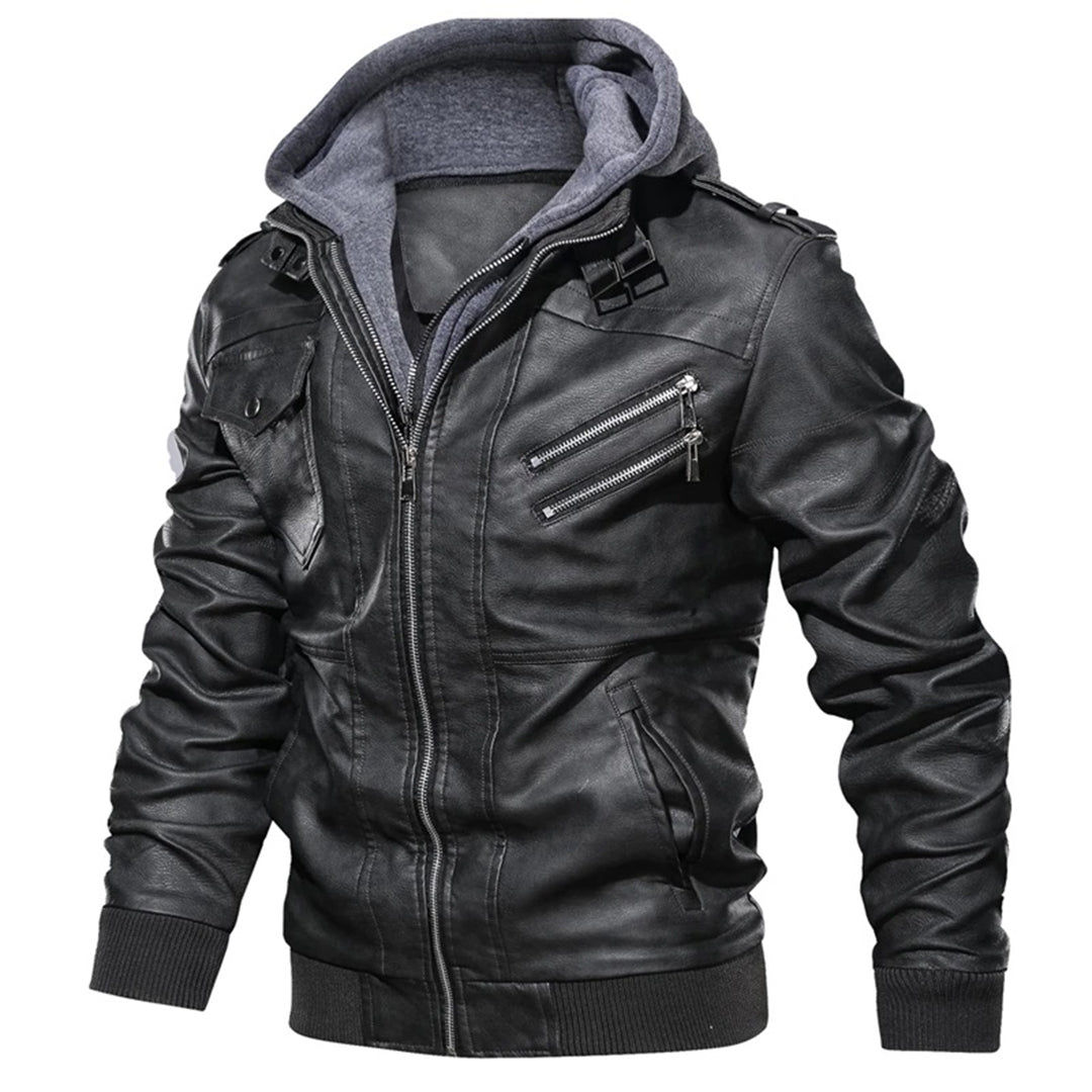 Nikolai | Modern Leather Hoodie Jacket