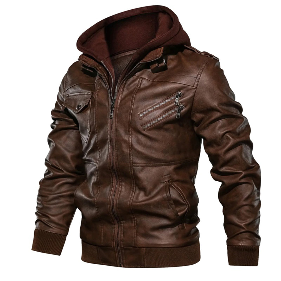 Nikolai | Modern Leather Hoodie Jacket