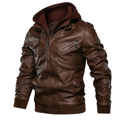 Nikolai | Modern Leather Hoodie Jacket