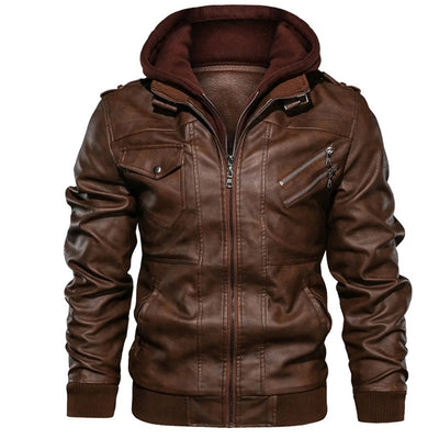 Nikolai | Modern Leather Hoodie Jacket
