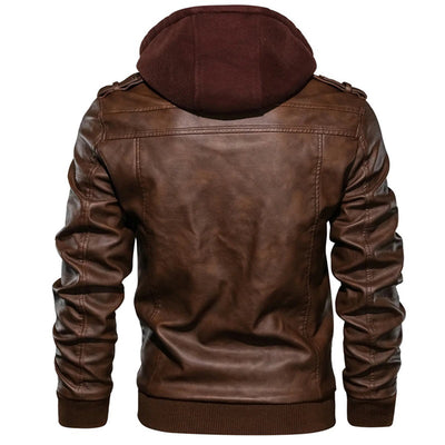 Nikolai | Modern Leather Hoodie Jacket