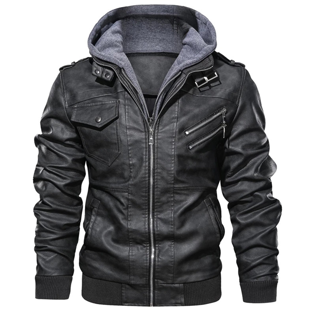 Nikolai | Modern Leather Hoodie Jacket