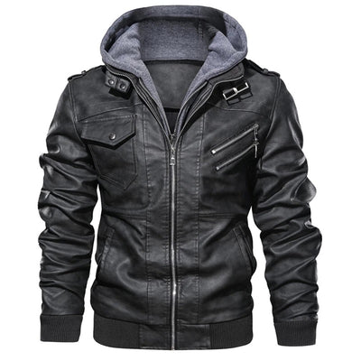 Nikolai | Modern Leather Hoodie Jacket