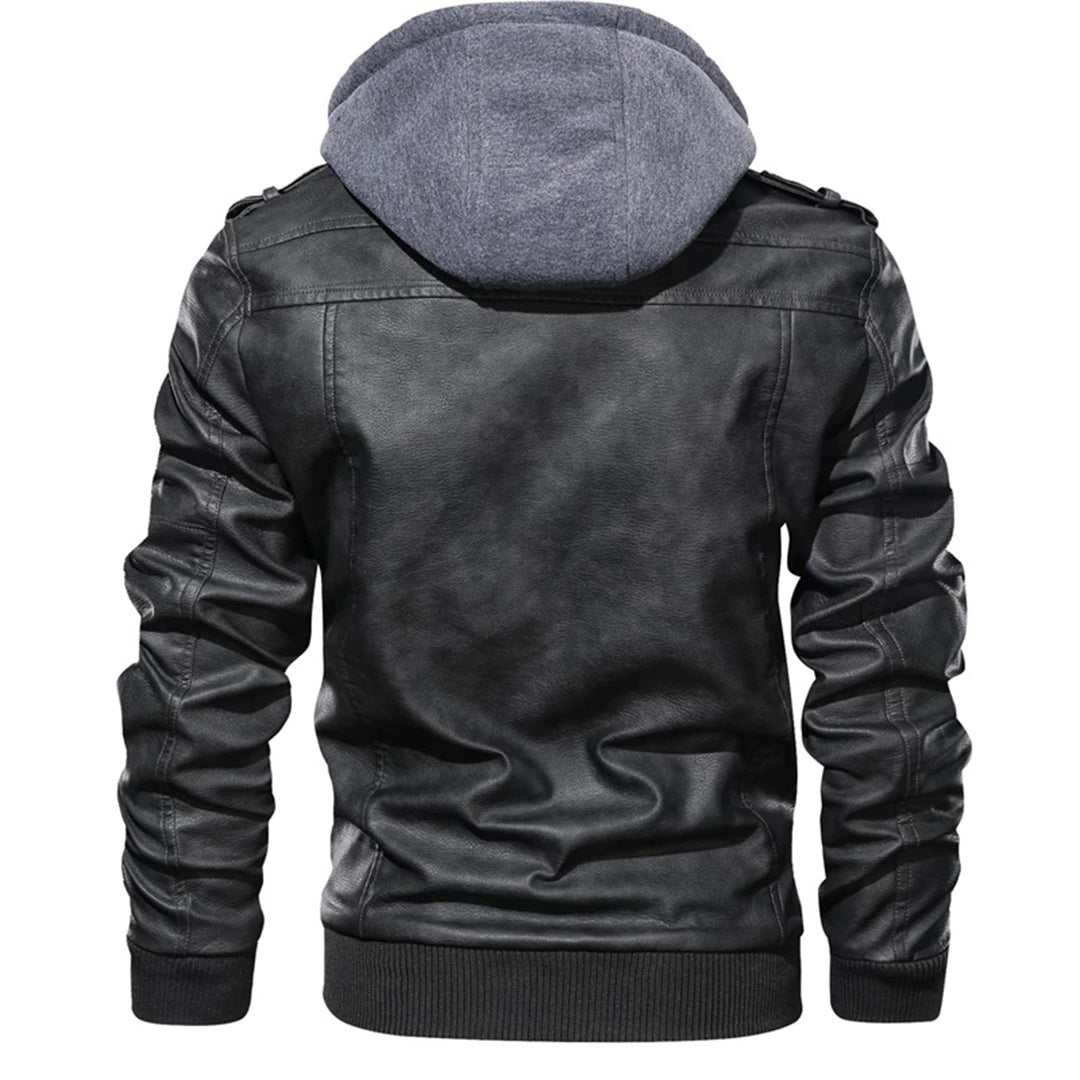 Nikolai | Modern Leather Hoodie Jacket