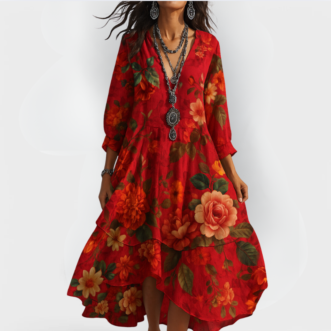 Sienna | Boho V-Neck Maxi Dress