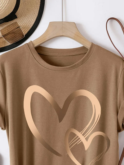 Luna | Heart Print Tee with Everyday Charm