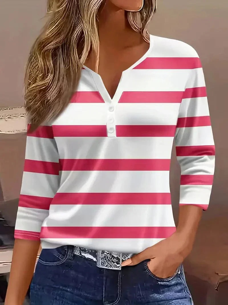 Hadley | Striped V-Neck Top